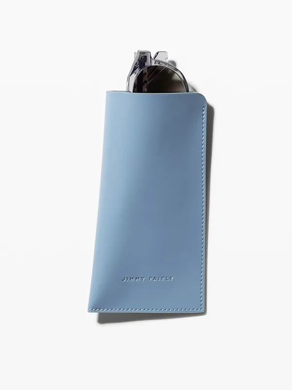 Étui en cuir bleu ciel