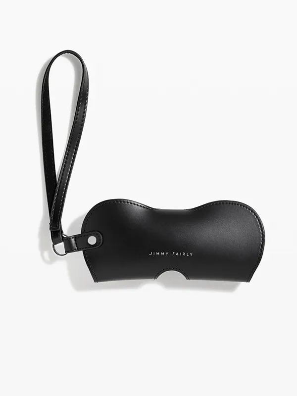 Étui en cuir noir avec dragonne
